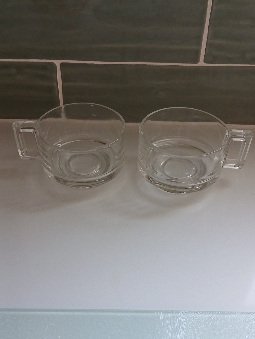 Arno MCM Glass Coffee Cups with Square Handles - Set of 2